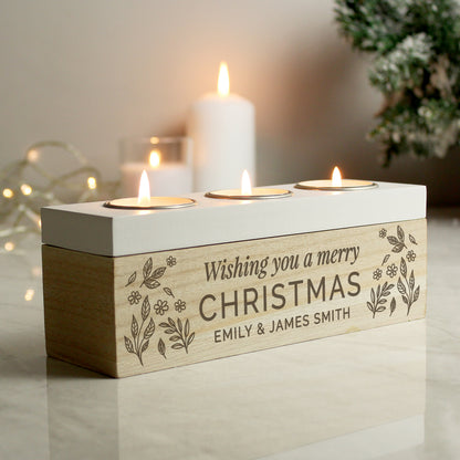 Personalised Floral Triple Tea Light Box - image 9