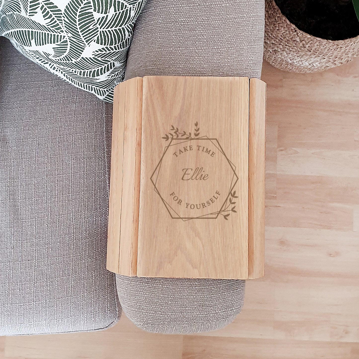 Personalised Take Time For Yourself Wooden Sofa Tray - image 6