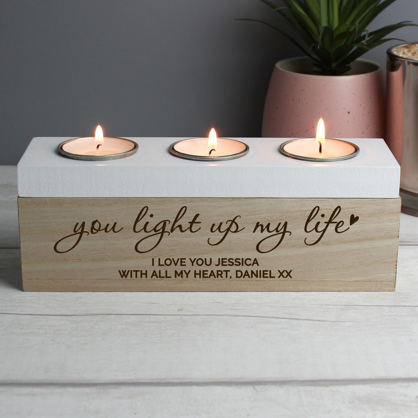 Personalised You Light Up My Life Triple Tea Light Box from Heartfelt Gifts