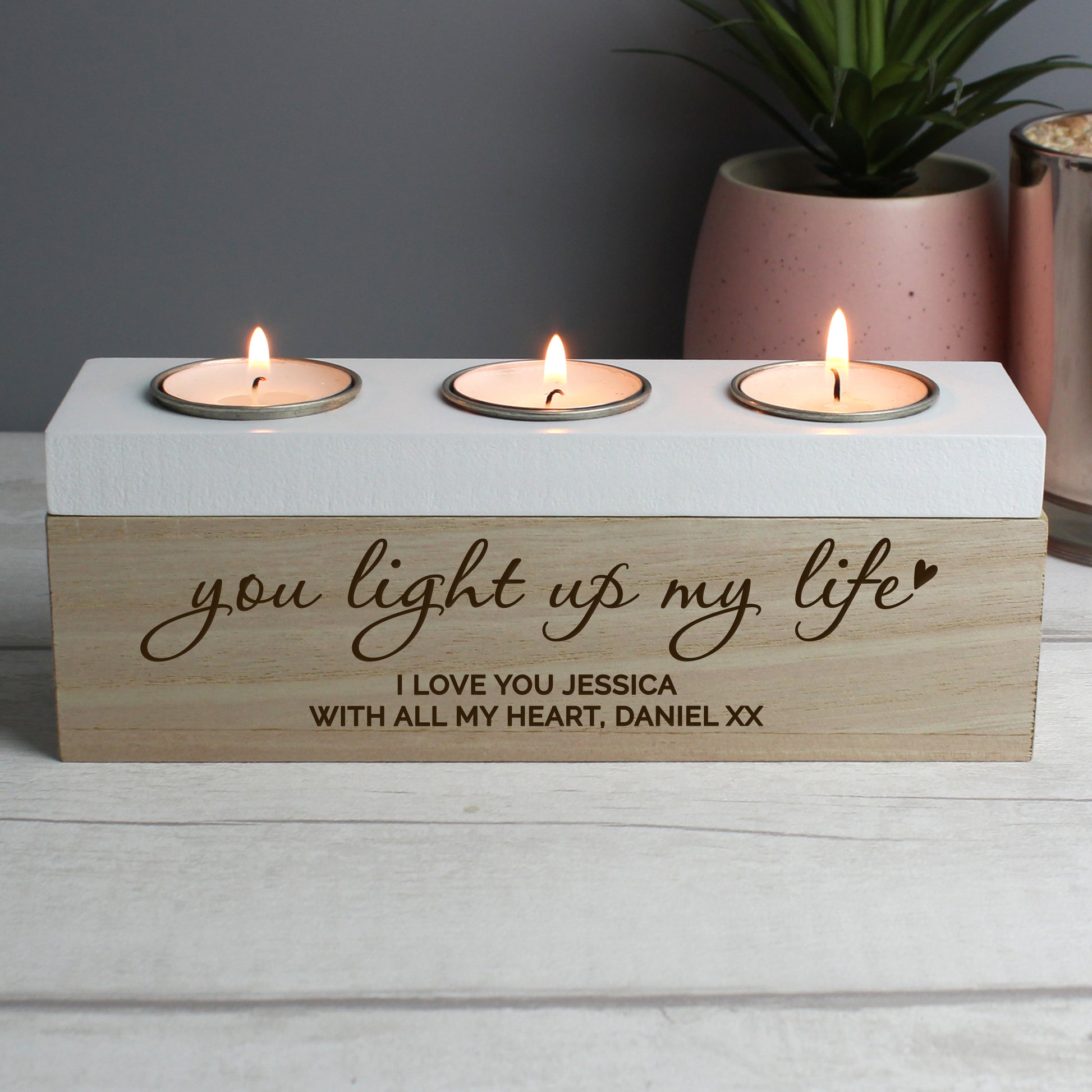 Personalised You Light Up My Life Triple Tea Light Box from Heartfelt Gifts