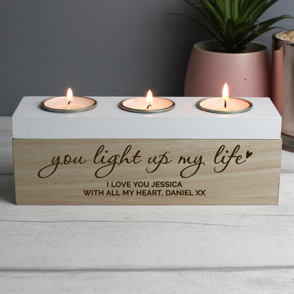 Personalised You Light Up My Life Triple Tea Light Box from Heartfelt Gifts