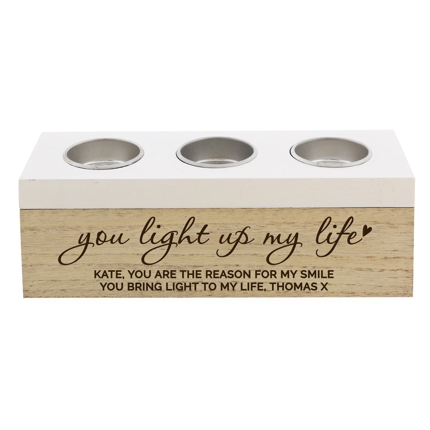 Personalised You Light Up My Life Triple Tea Light Box - image 2