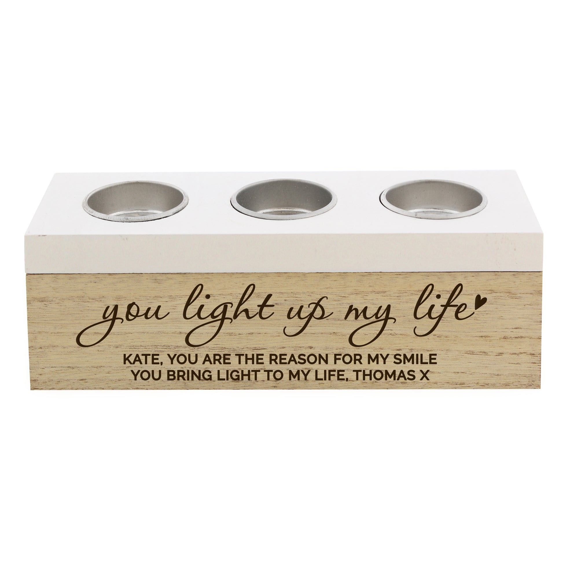 Personalised You Light Up My Life Triple Tea Light Box - image 2