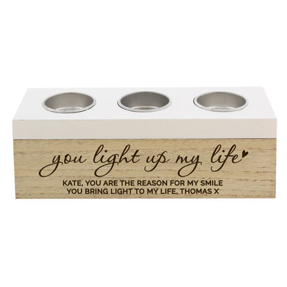 Personalised You Light Up My Life Triple Tea Light Box - image 2