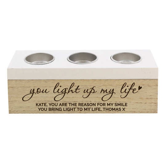 Personalised You Light Up My Life Triple Tea Light Box - image 2