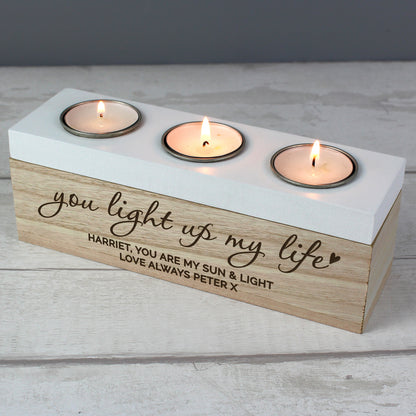 Personalised You Light Up My Life Triple Tea Light Box - image 4