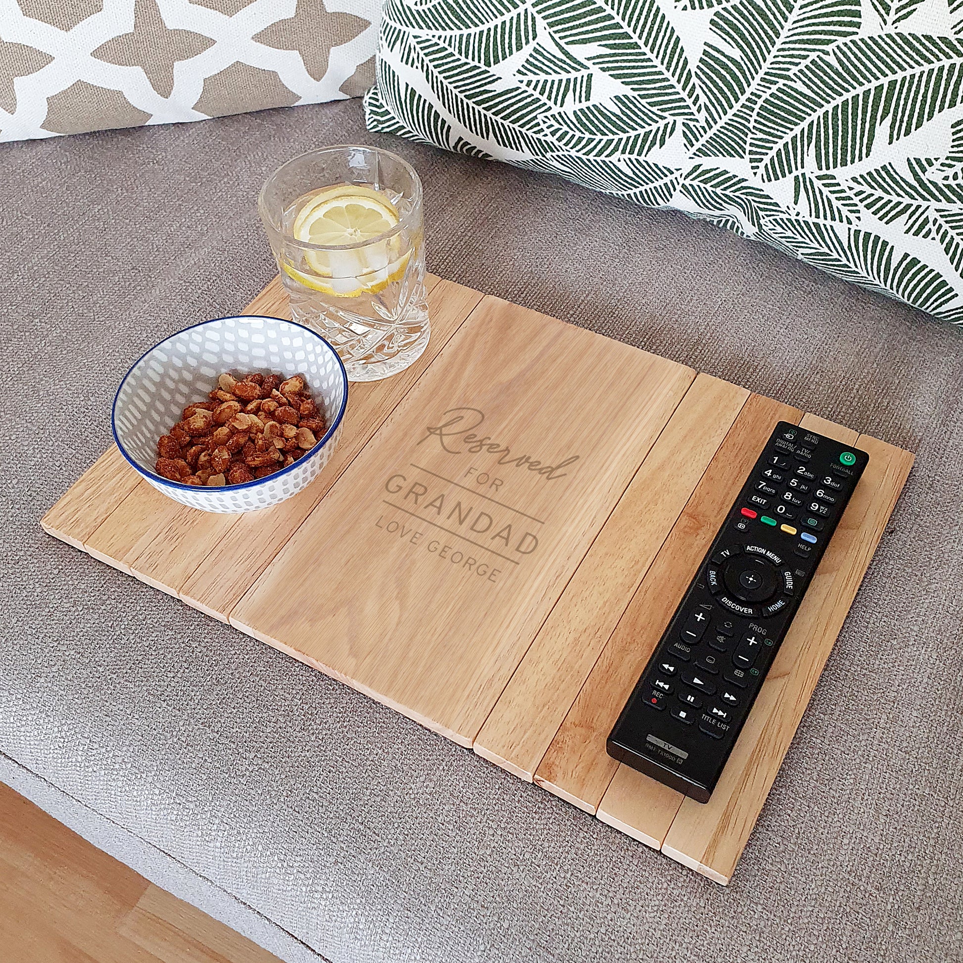 Personalised Classic Wooden Sofa Tray - image 3