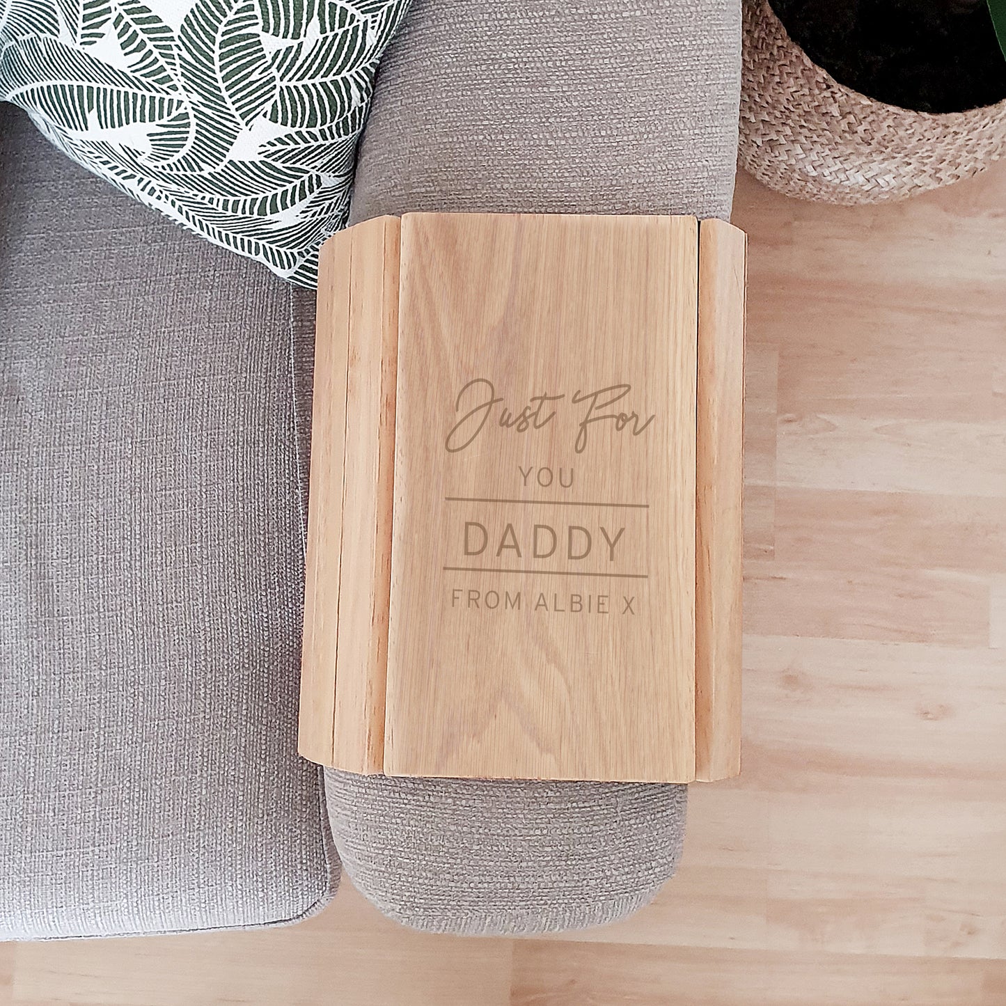 Personalised Classic Wooden Sofa Tray - image 6