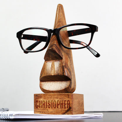 Personalised name glasses holder – Acacia wood product detail