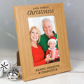 Personalised 'Our First Christmas' 6x4 Oak Finish Photo Frame from Heartfelt Gifts