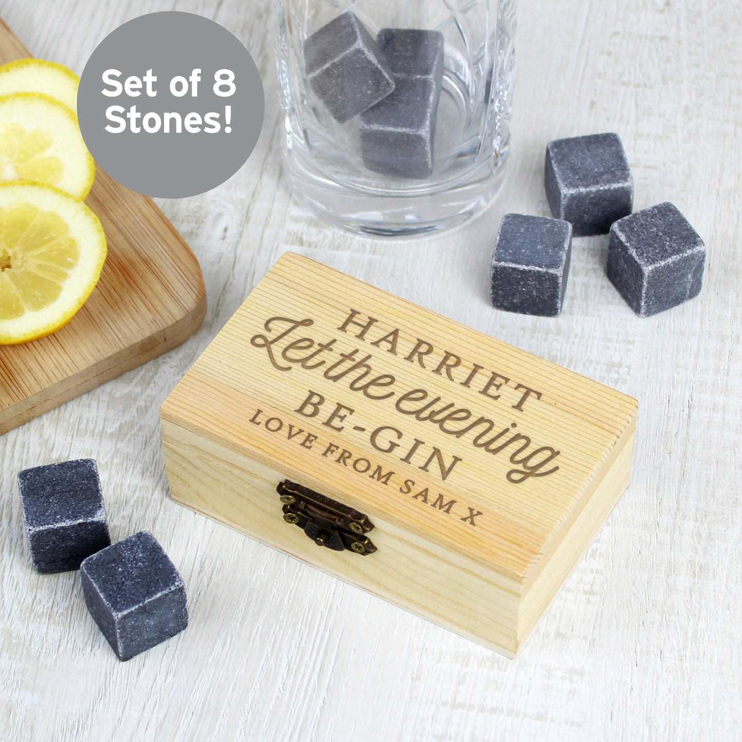Personalised Let The Evening Be-Gin Cooling Stones from Heartfelt Gifts