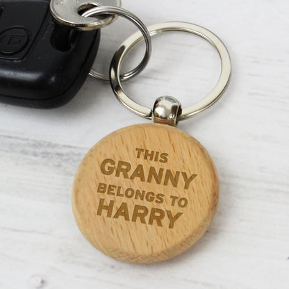 Personalised This...Belongs To Wooden Keyring – additional product view 1
