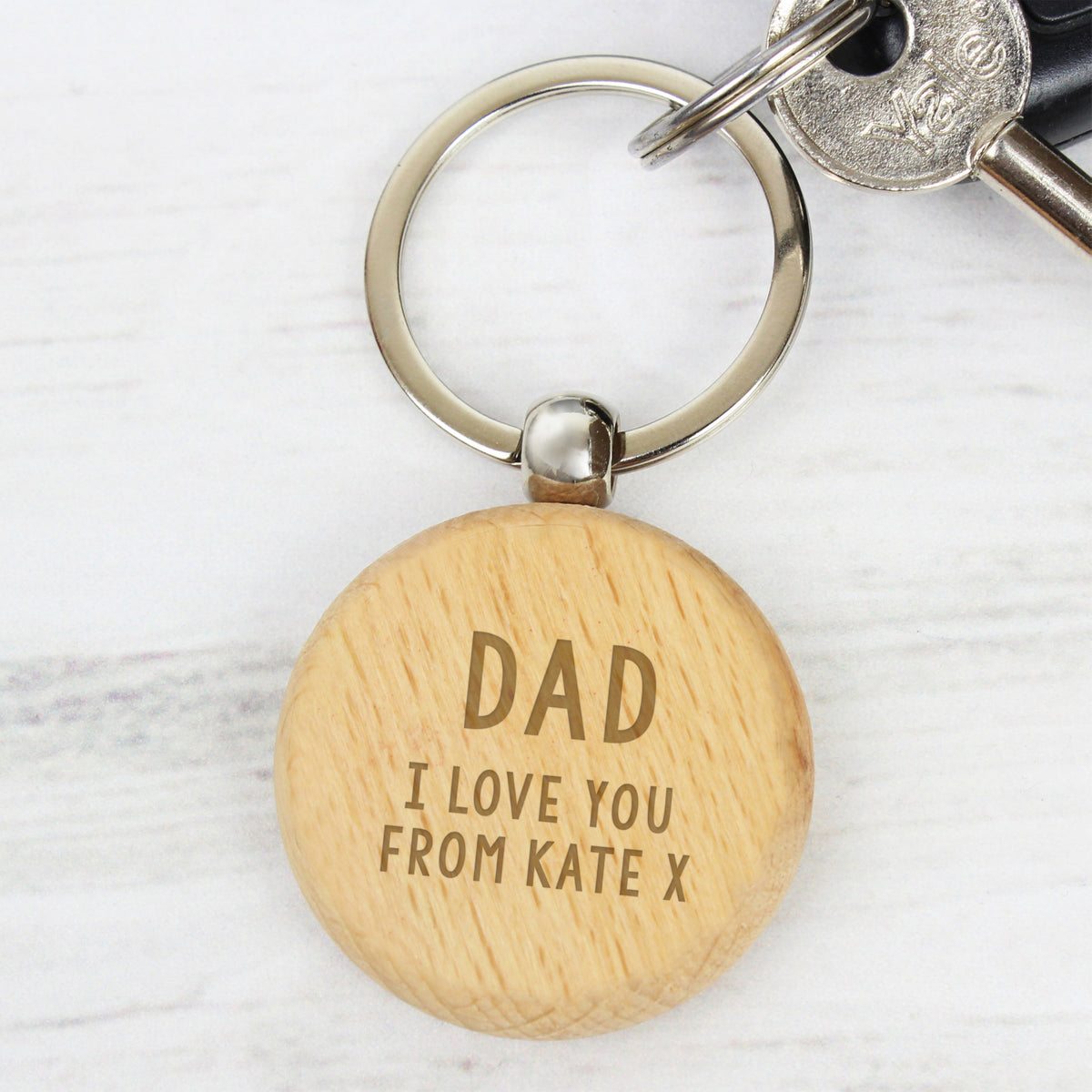 Personalised Free Text Wooden Keyring – additional product view 2