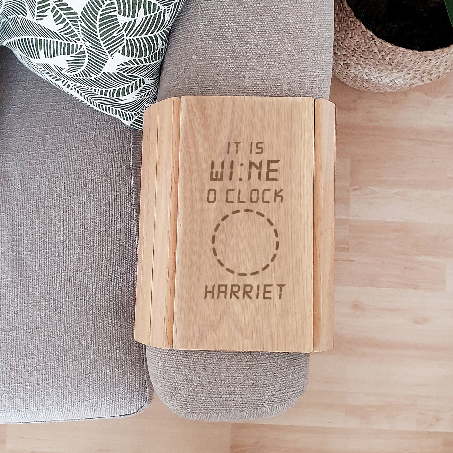 Personalised Its Wine O'Clock Wooden Sofa Tray from Heartfelt Gifts