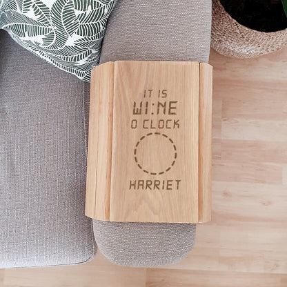 Personalised Its Wine O'Clock Wooden Sofa Tray from Heartfelt Gifts