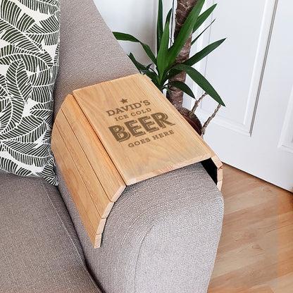 Personalised Beer Goes Here Wooden Sofa Tray - image 3