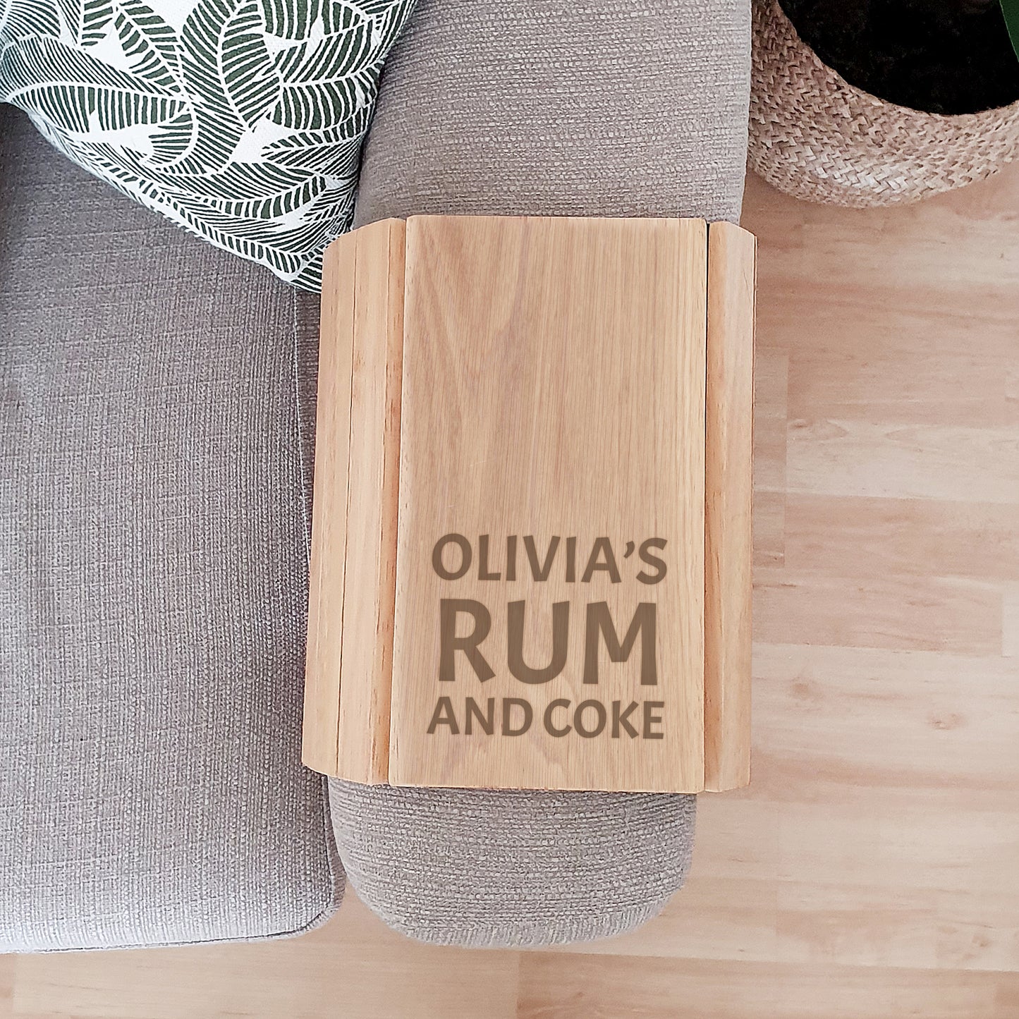 Personalised Large Free Text Wooden Sofa Tray from Heartfelt Gifts
