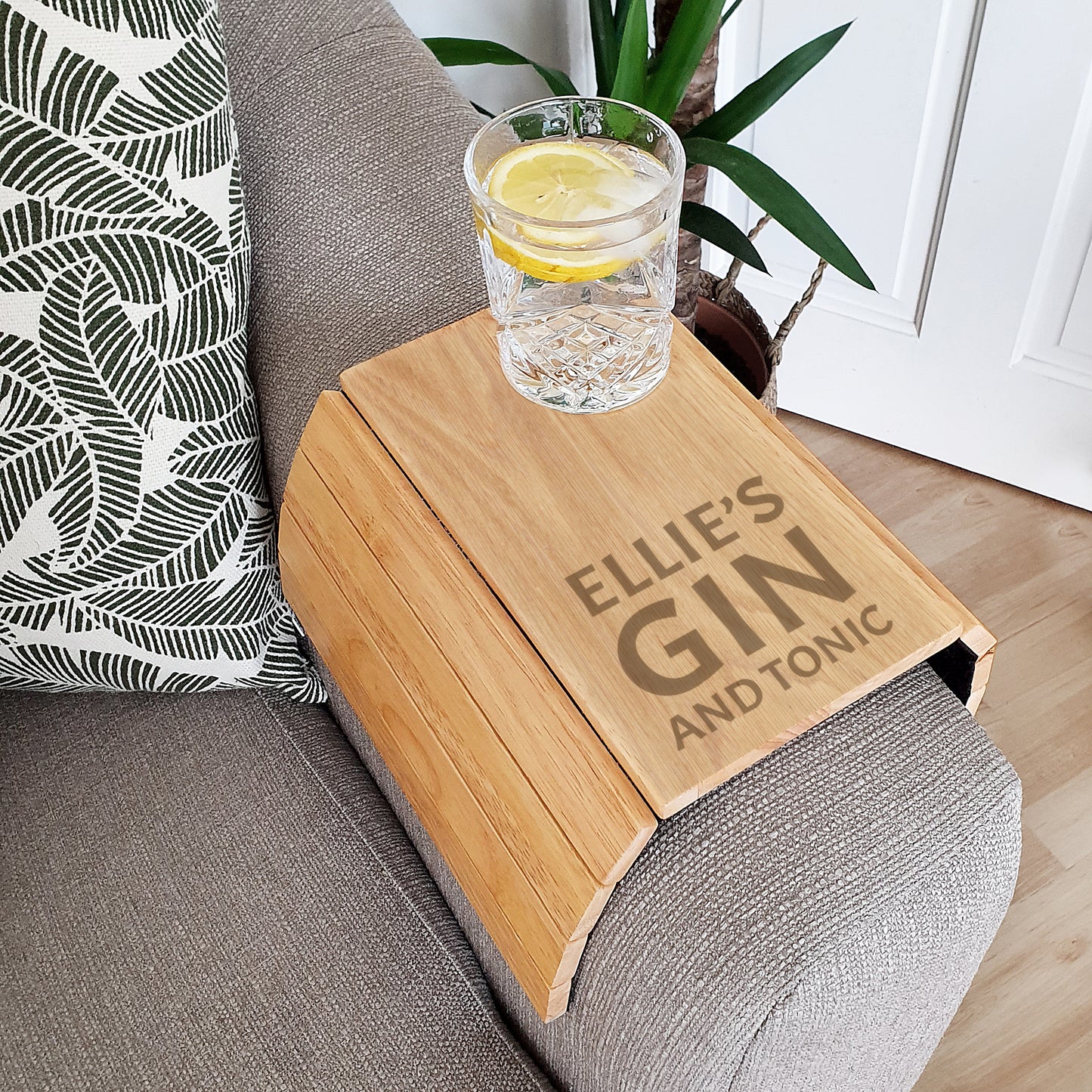 Personalised Large Free Text Wooden Sofa Tray - image 3
