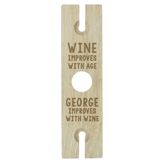 Personalised 'Improves With Wine' Wine Glass & Bottle Holder - image 2