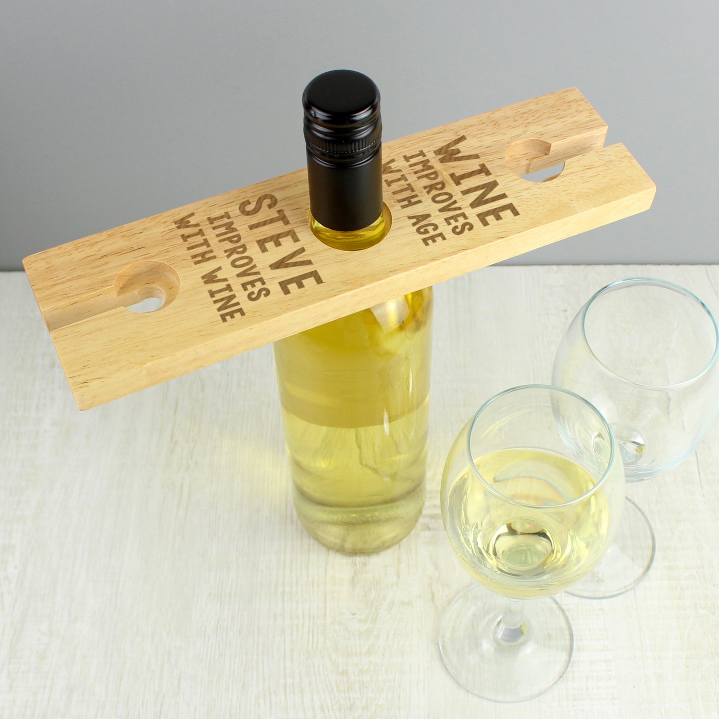 Personalised 'Improves With Wine' Wine Glass & Bottle Holder - image 5