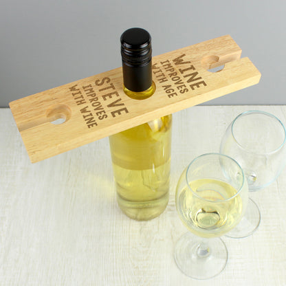Personalised 'Improves With Wine' Wine Glass & Bottle Holder - image 5