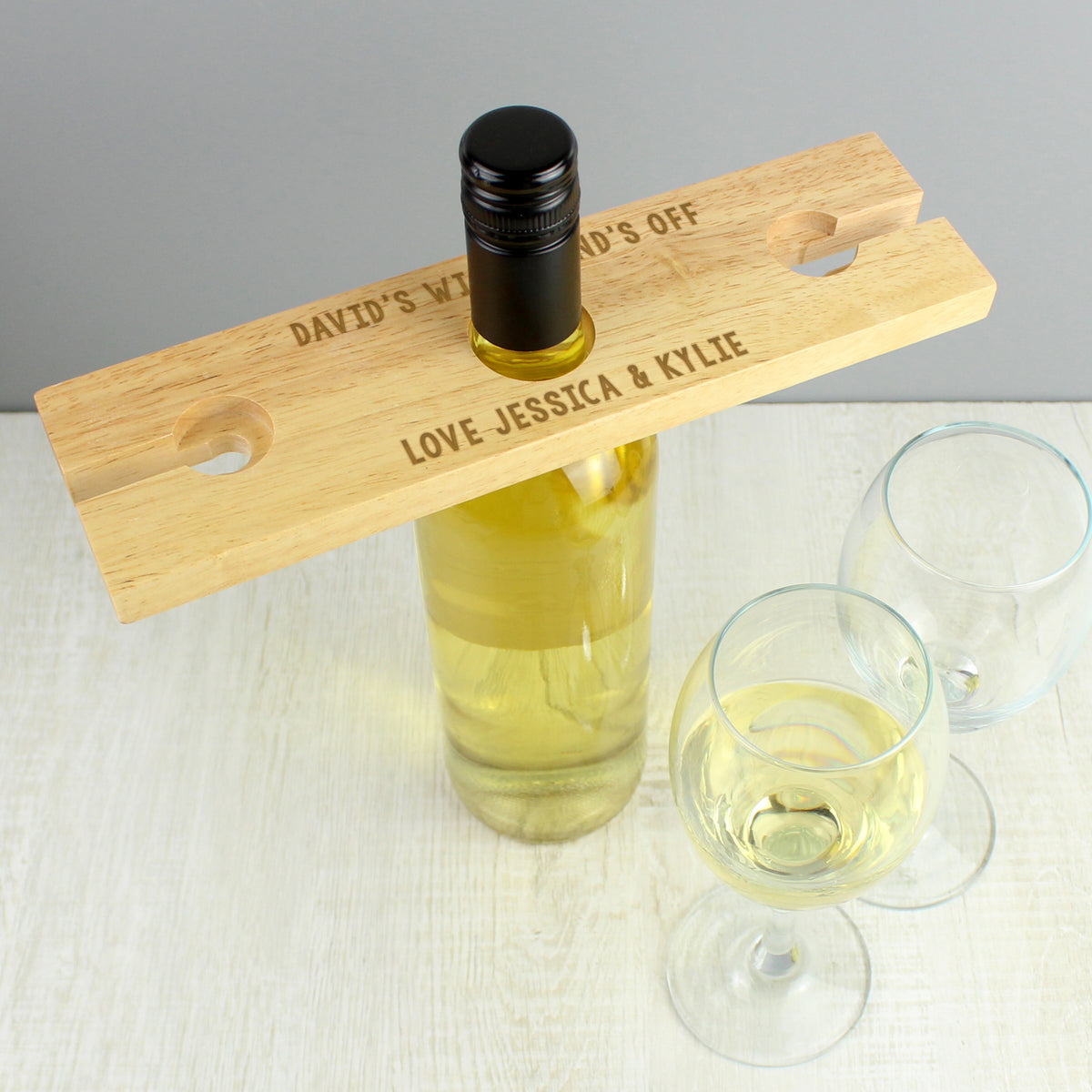 Personalised Free Text Wine Glass & Bottle Holder from Heartfelt Gifts