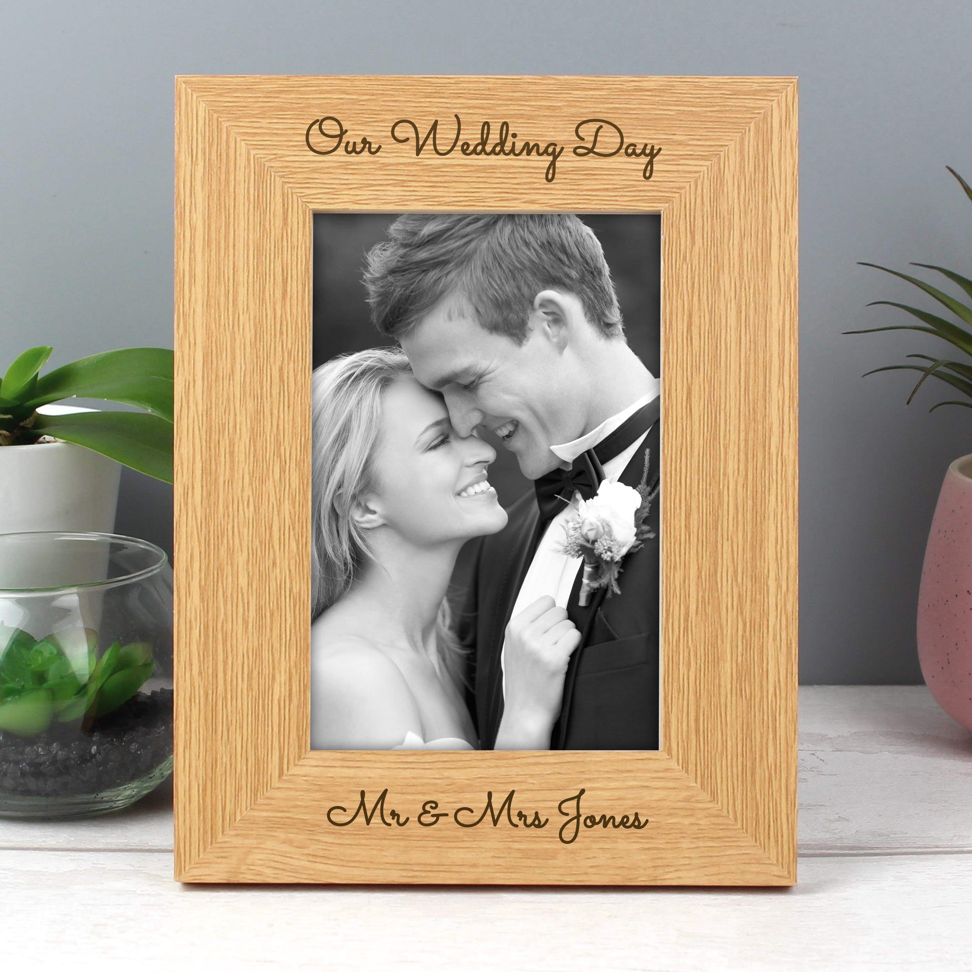 Personalised Free Text 6x4 Portrait Wooden Photo Frame from Heartfelt Gifts