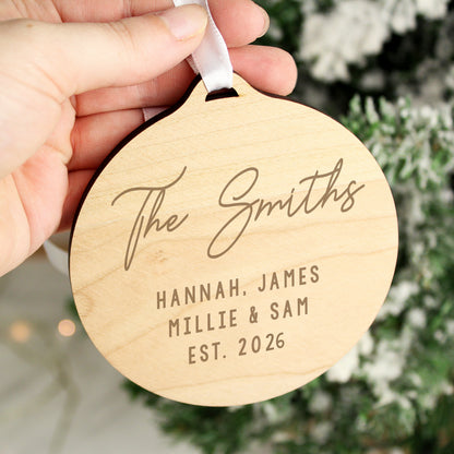 Personalised Free Text Round Wooden Decoration from Heartfelt Gifts