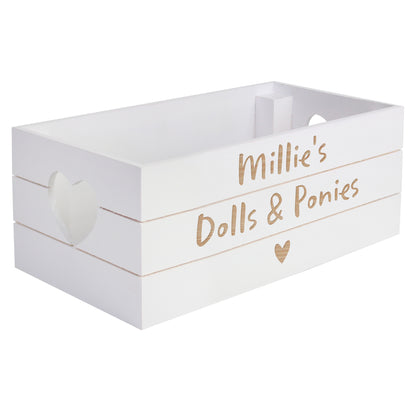 Personalised Free Text Heart White Wooden Crate - image 5
