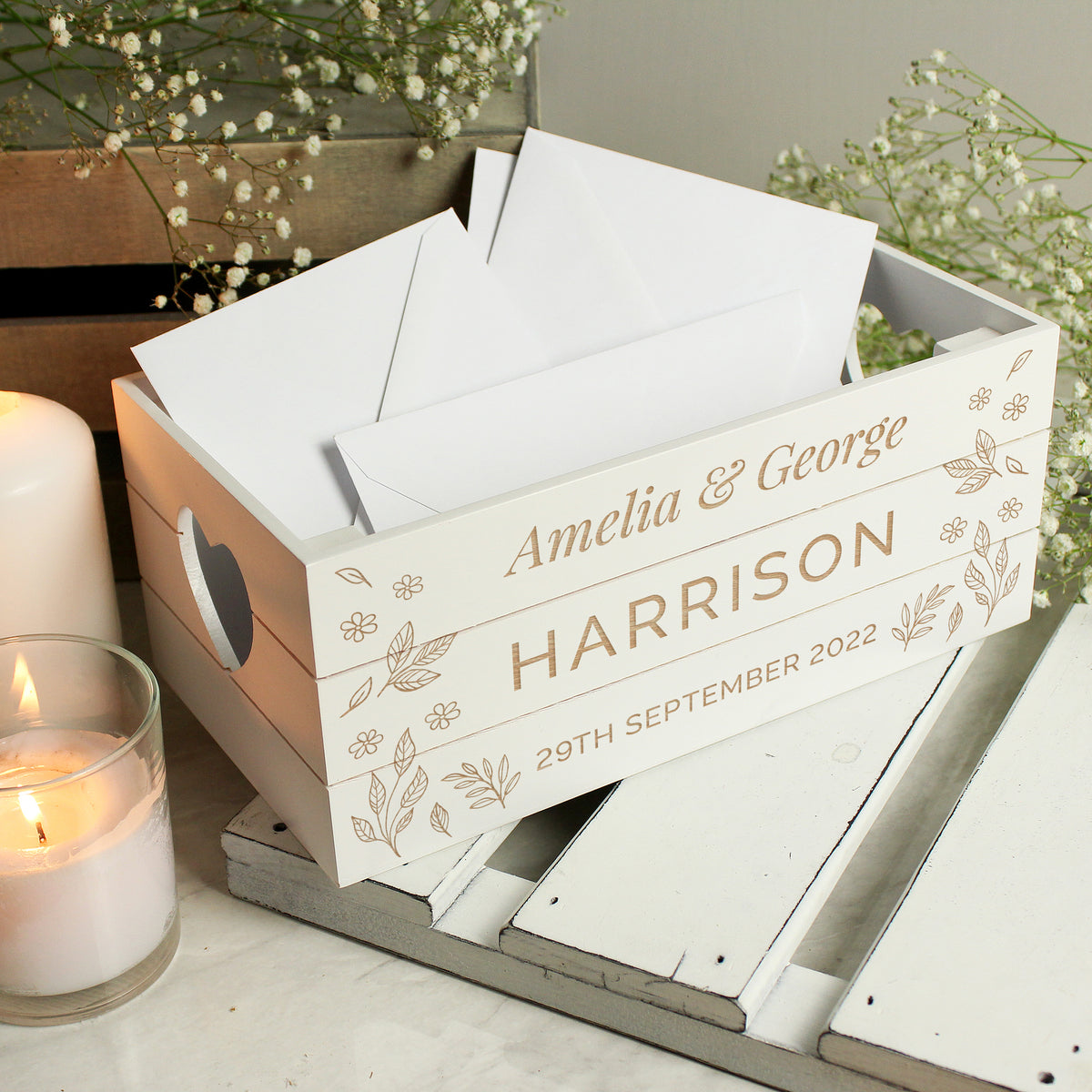 Personalised Free Text White Wooden Crate - image 4