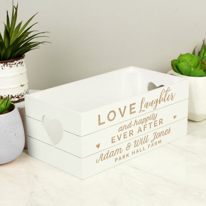 Personalised Love Laughter & ... White Wooden Crate - image 3