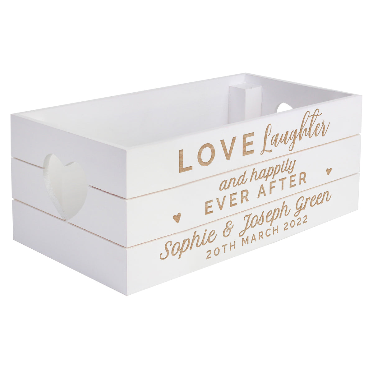 Personalised Love Laughter & ... White Wooden Crate - image 5