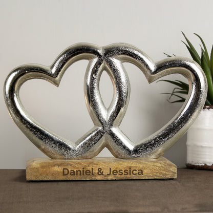 Personalised Free Text Double Heart Ornament from Heartfelt Gifts