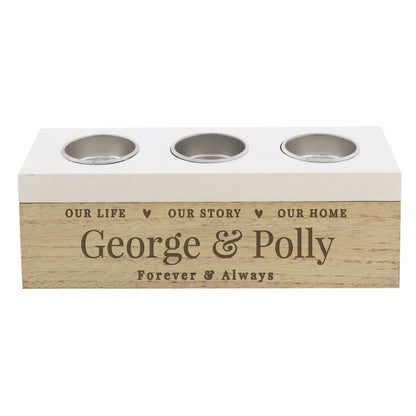 Personalised Our Life Story & Home Triple Tea Light Box - image 5