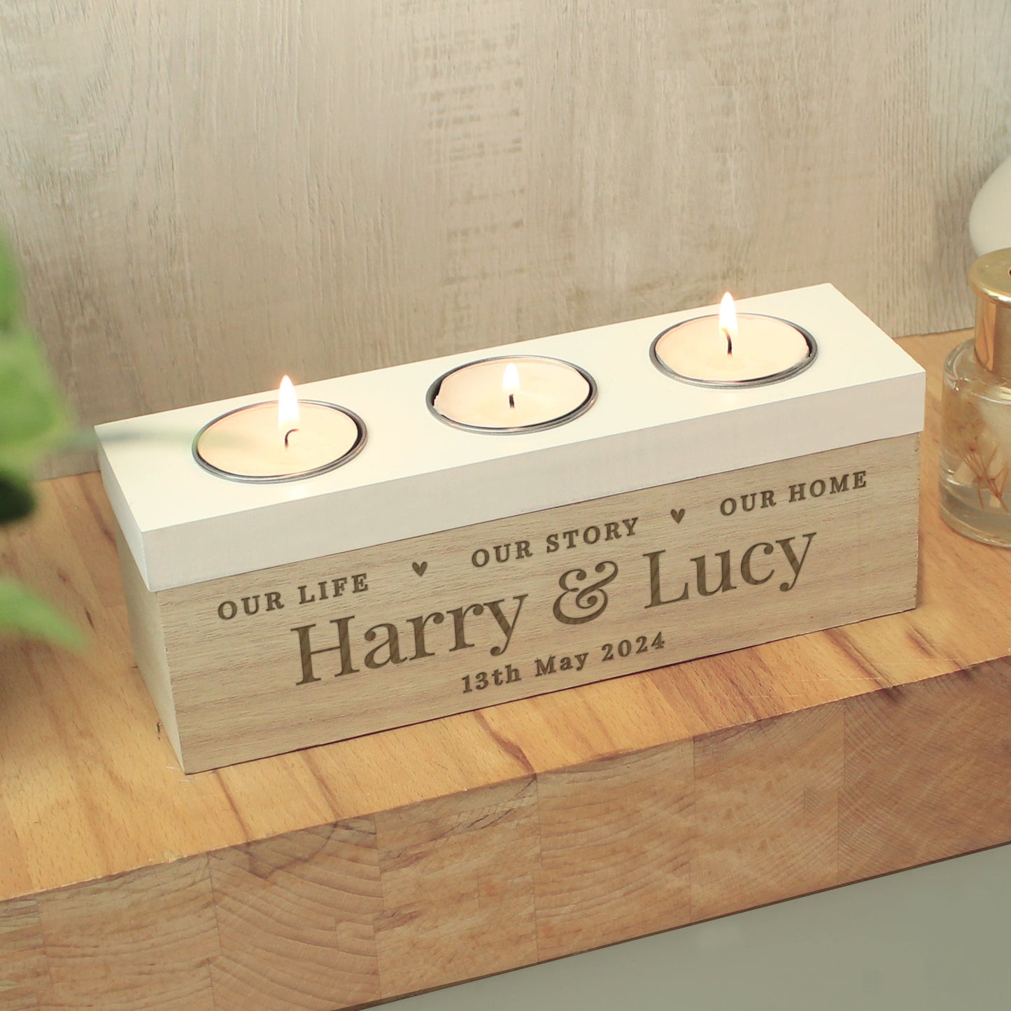 Personalised Our Life Story & Home Triple Tea Light Box - image 7
