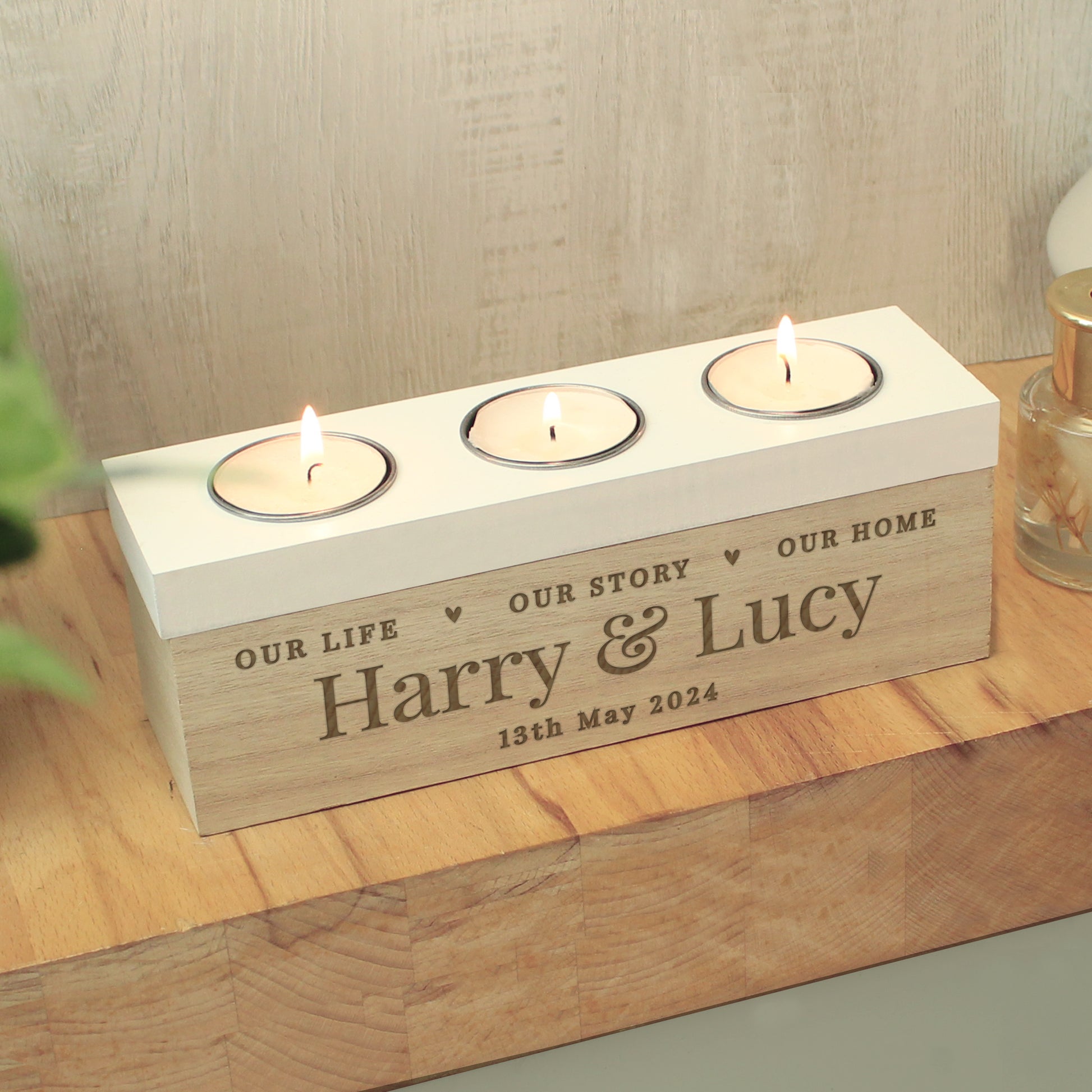 Personalised Our Life Story & Home Triple Tea Light Box - image 7