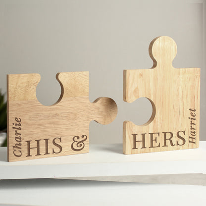 Personalised His & Hers Jigsaw Piece Set from Heartfelt Gifts