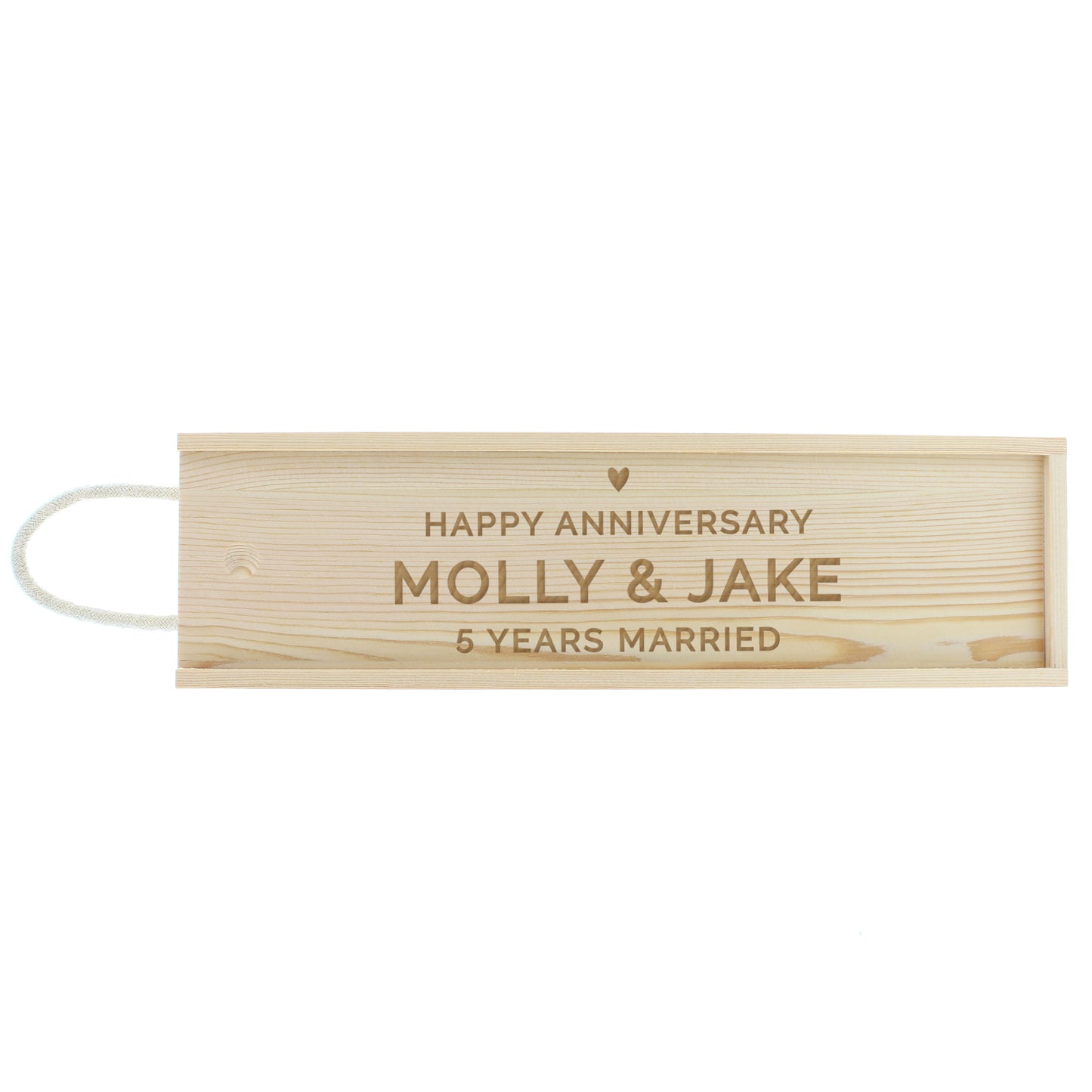 Personalised Love Heart Wooden Wine Bottle Box - image 5