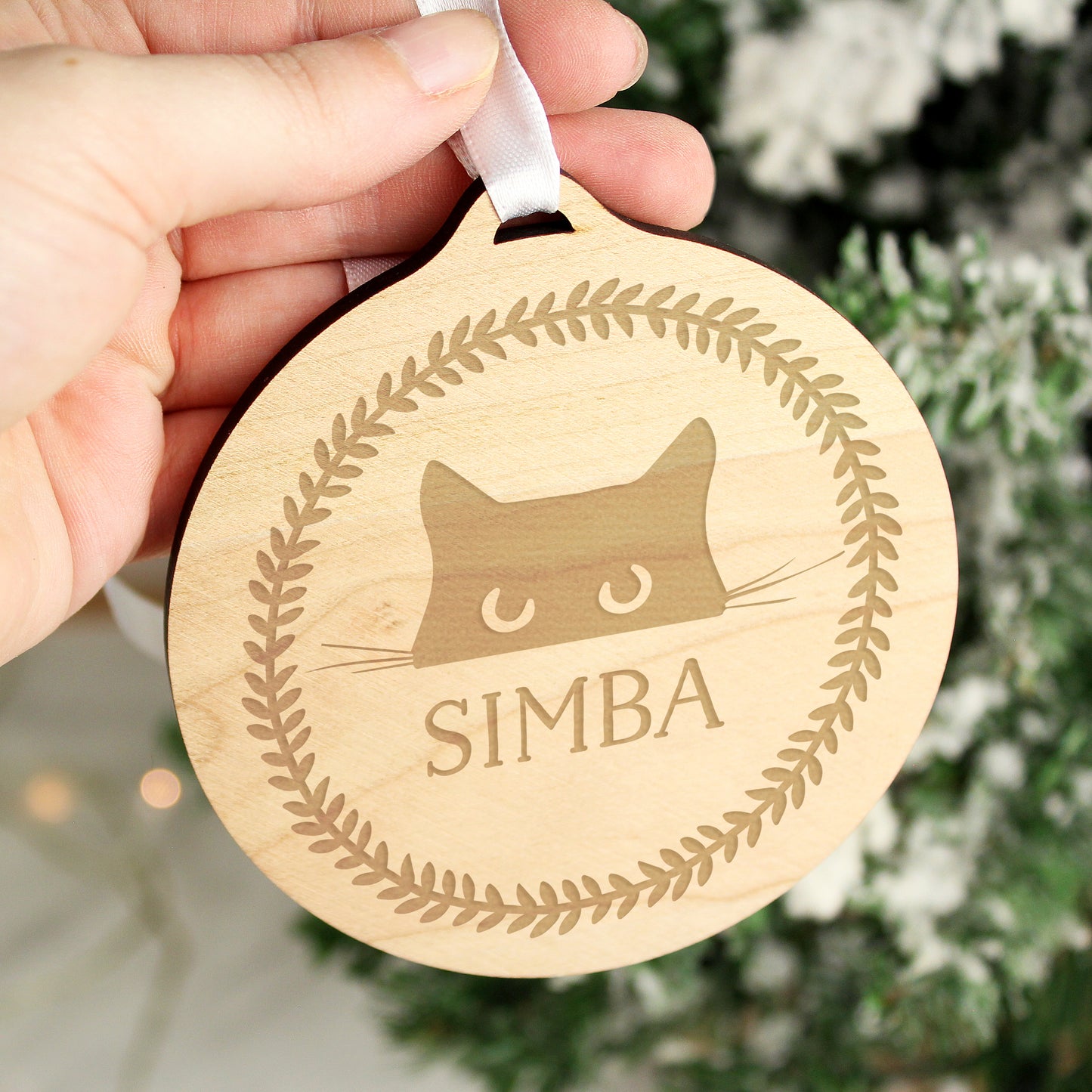 Personalised Cat Round Wooden Bauble - image 3