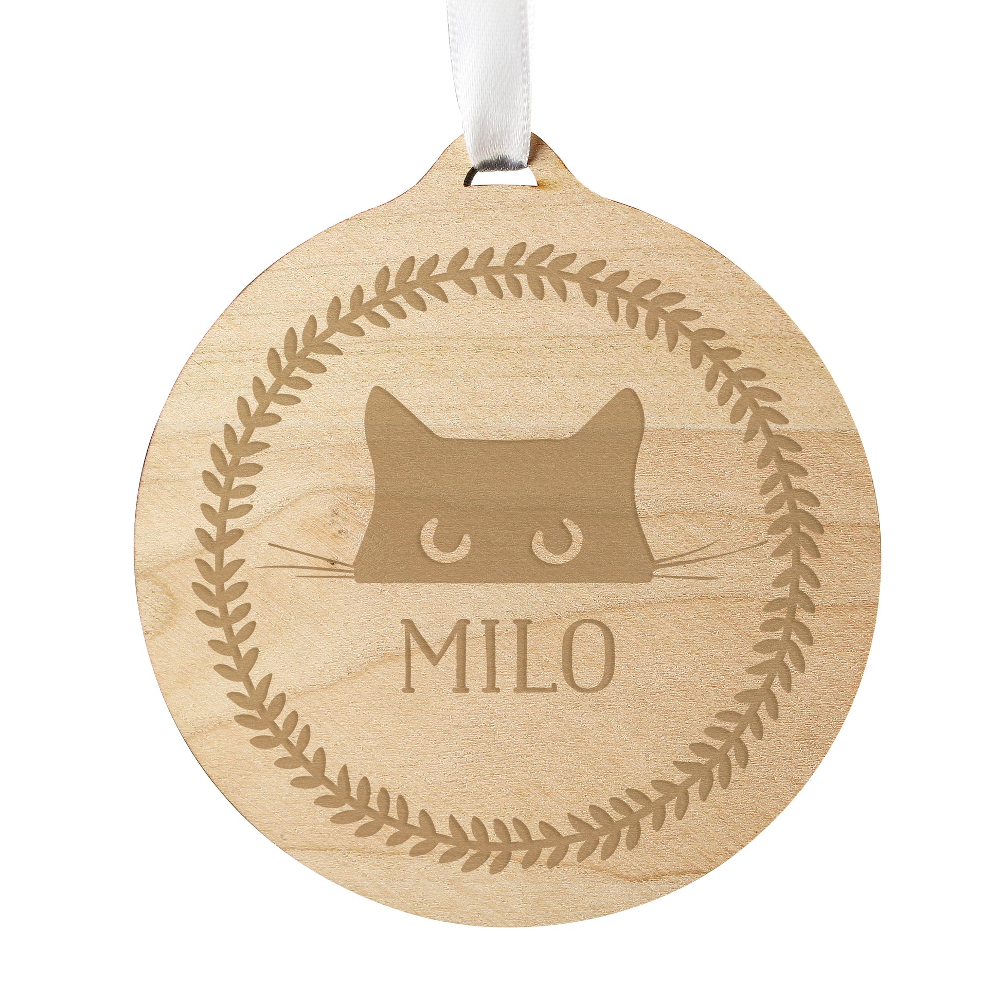 Personalised Cat Round Wooden Bauble - image 4
