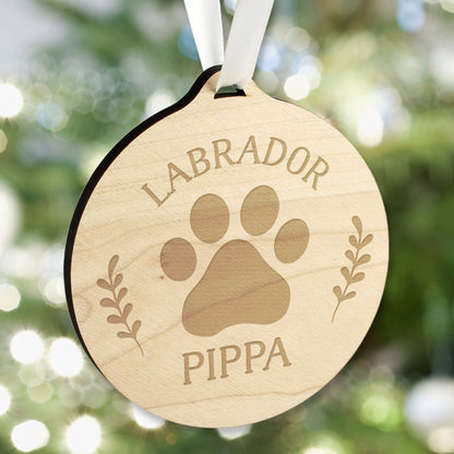 Personalised Dog Breed Round Wooden Bauble from Heartfelt Gifts