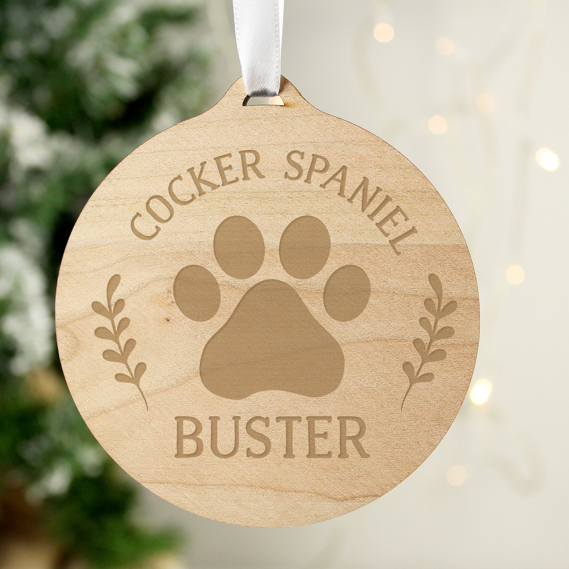 Personalised Dog Breed Round Wooden Bauble - image 2