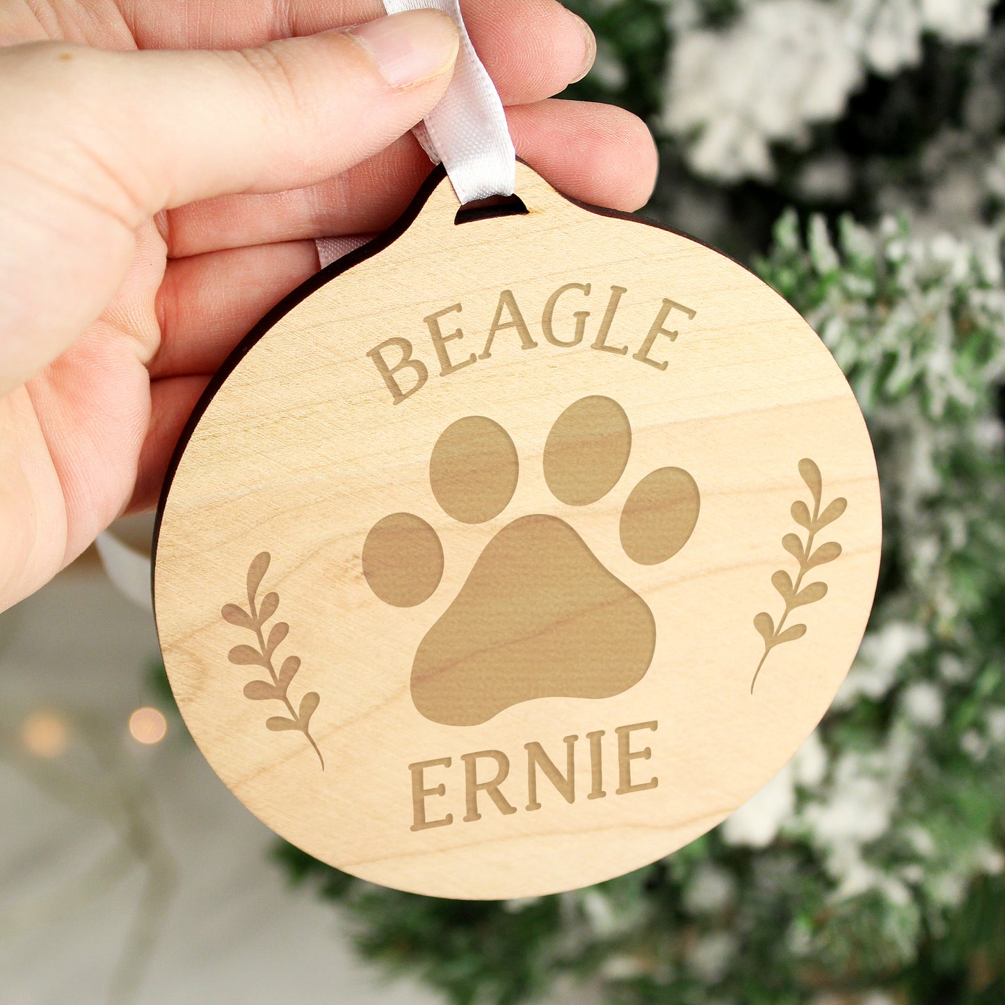 Personalised Dog Breed Round Wooden Bauble - image 4