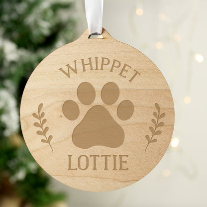 Personalised Dog Breed Round Wooden Bauble - image 6