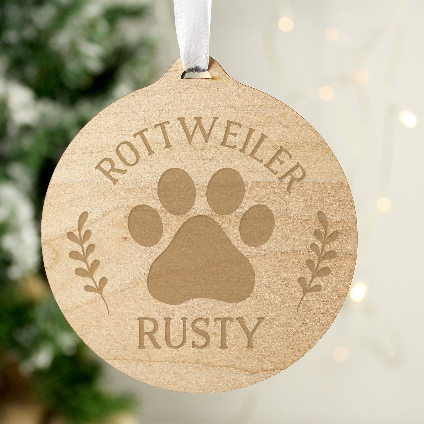 Personalised Dog Breed Round Wooden Bauble - image 7