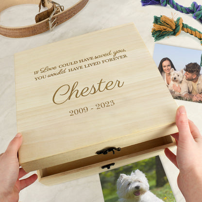 Personalised Pet Memorial Large Wooden Keepsake Box from Heartfelt Gifts