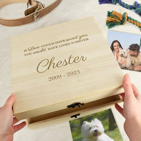 Personalised Pet Memorial Large Wooden Keepsake Box from Heartfelt Gifts