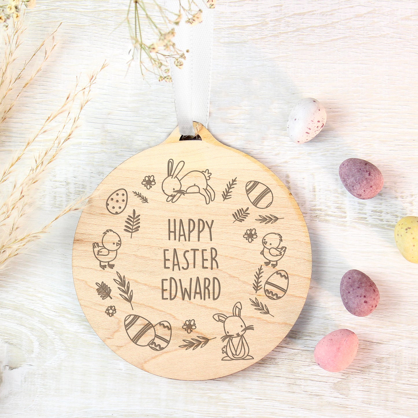 Personalised Happy Easter Wooden Decoration - image 2