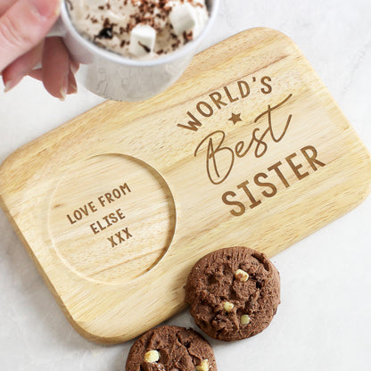 Personalised World's Best Wooden Coaster Tray from Heartfelt Gifts