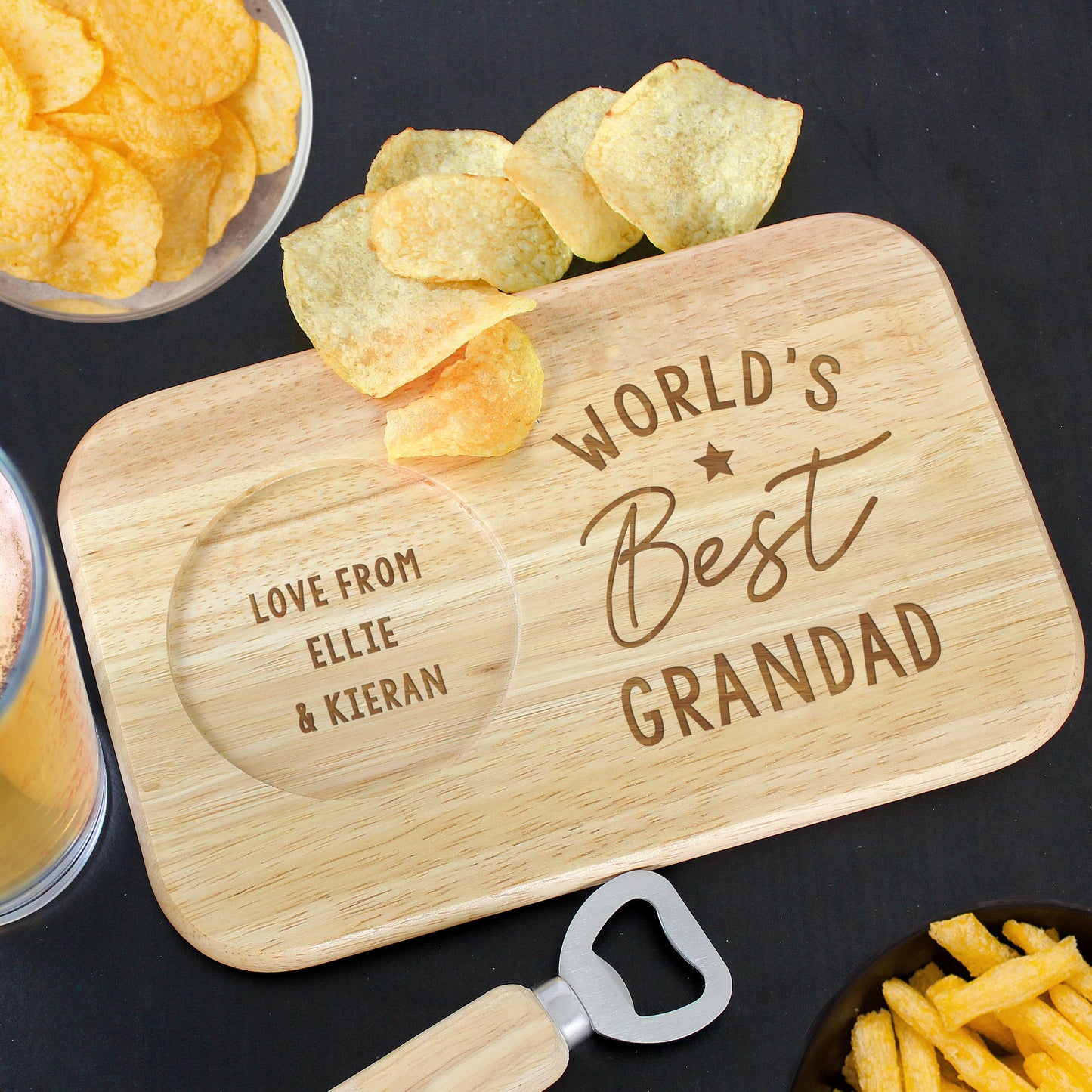 Personalised World's Best Wooden Coaster Tray - image 4